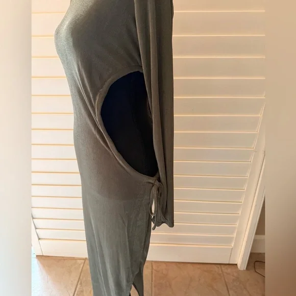 Marion Cutout Olive Long Sleeve Midi Dress - Picture 4 of 10